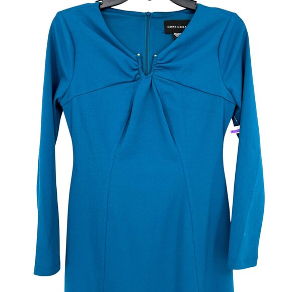 Donna Morgan Vibrant Blue A-Line Long Sleeve Dress Size 0 NWOT - Picture 2 of 9